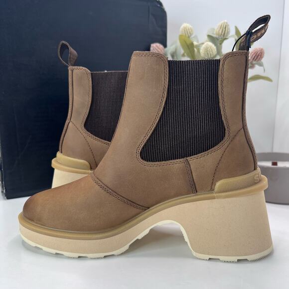 New Sorel Hi-Line Chelsea Heel Boots Umber, Ceramic NL4874-261 Women 7 NWB - Picture 7 of 11